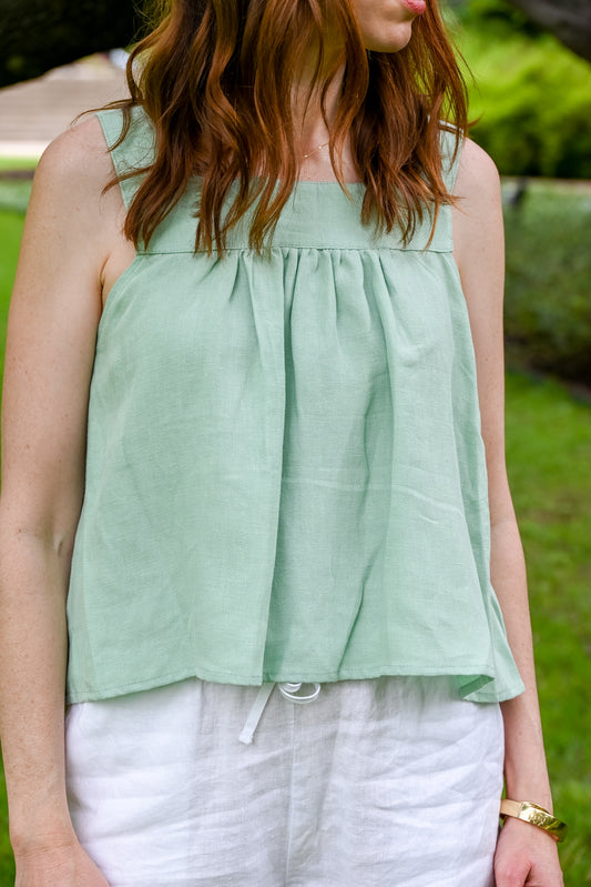 Laguna Linen Top in Mint