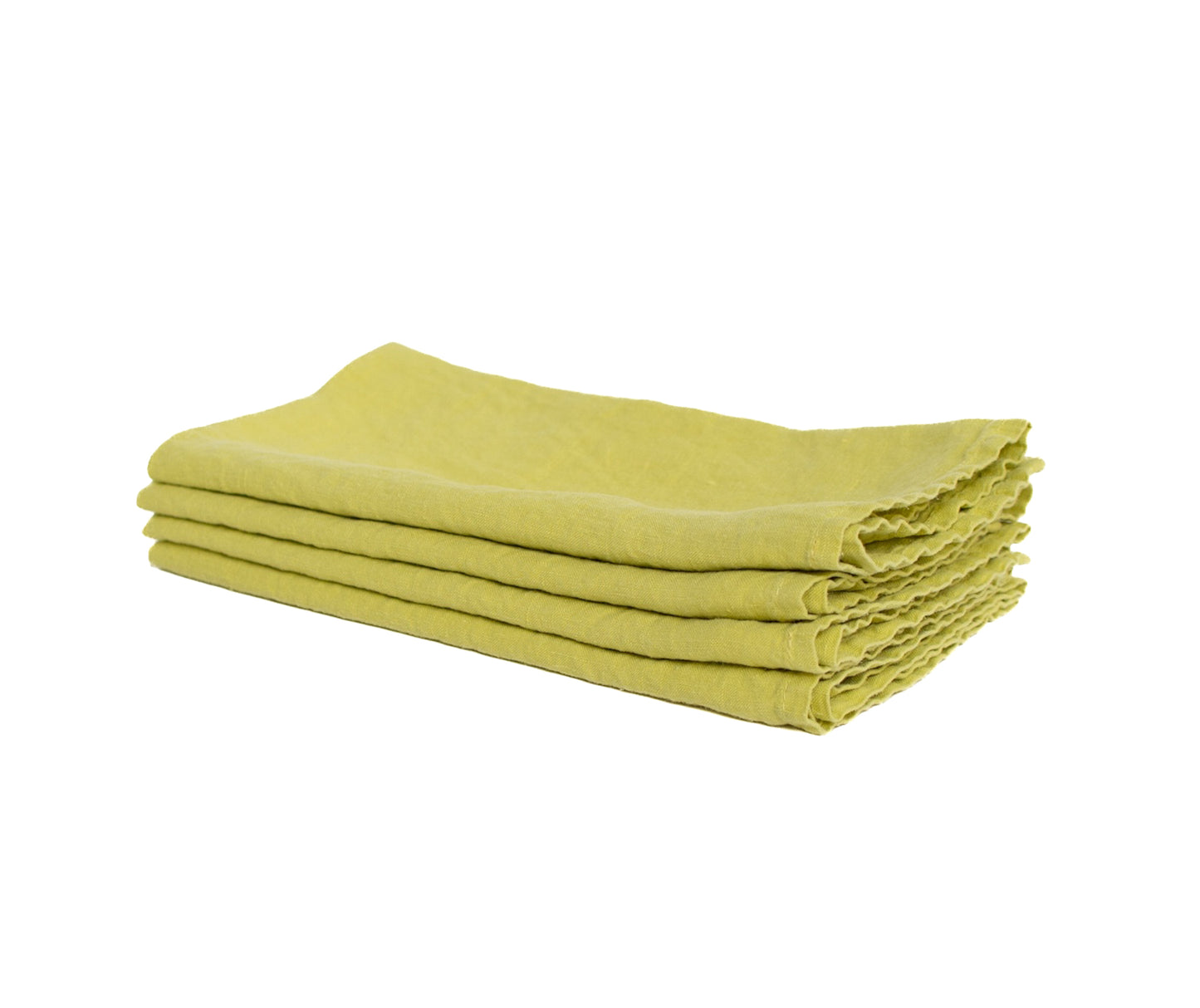 Set of Four Chartreuse Linen Napkins