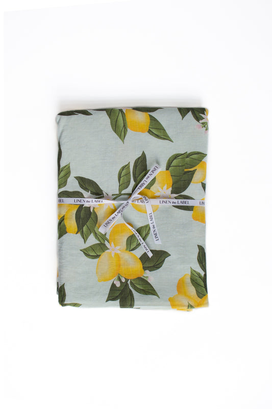 Lemon Print Linen Tablecloth