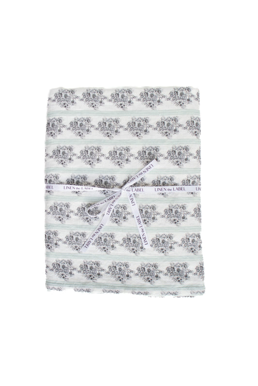 Floral Stripe Linen Tablecloth