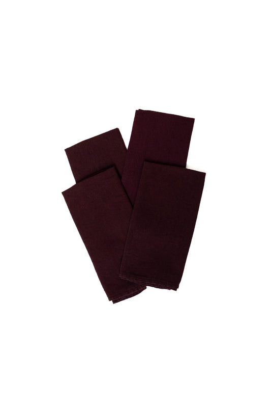 Set of Four Aubergine Linen Napkins